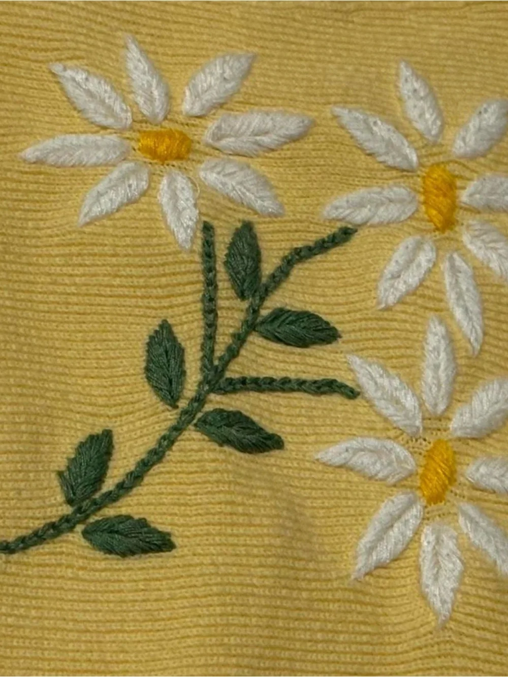 Vintage Talbots Cottagecore Daisy Embroidered Cotton Cardigan M - Picture 5 of 7